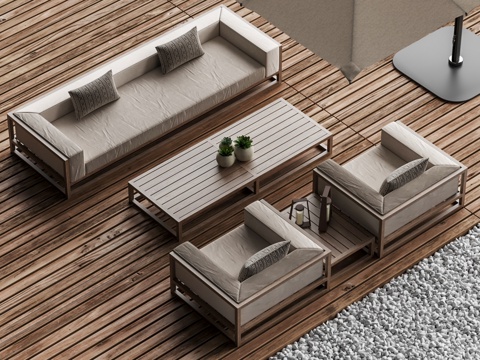 Outdoor Sofa Coffee Table Combination Outdoor Multi-person Sofa Outdoor Single Sofa Anticorrosive Wood Floor