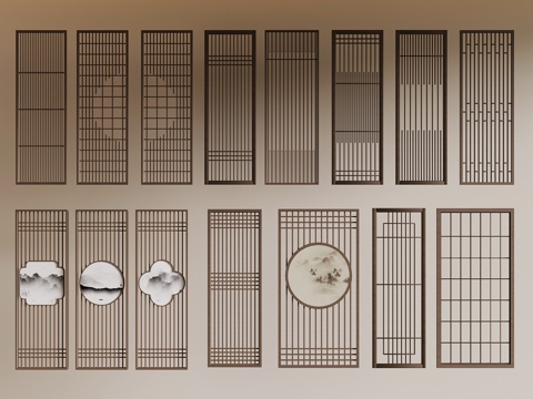 Neo-Chinese Style Screen Partition Lattice Wooden Partition