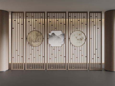 Neo-Chinese Style Screen Partition Lattice Wooden Partition