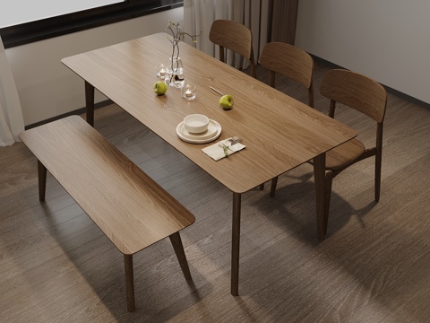 Modern Wooden Dining Table and Chair Log Dining Table and Chair
