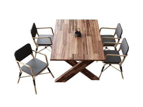 Four-person Dining Table and Chair Dining Chair Dining Lounge Chair Armchair Outdoor Chair Bamboo Chair