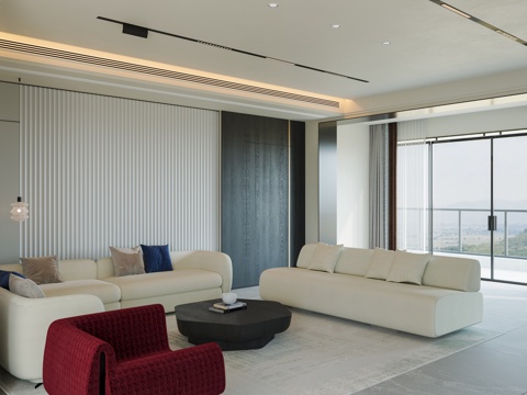 Modern Minimalist Living Room Horizontal Hall Large Flat Floor Living Room Gray Style Living Room Living Room without Main Lamp