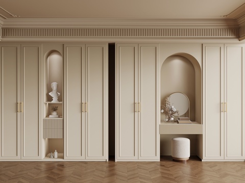 French cream wardrobe mirror