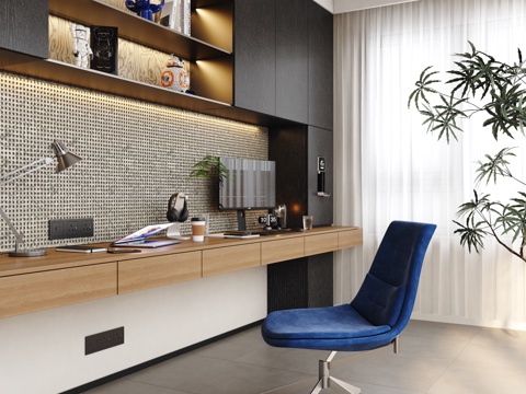 Modern minimalist study bedroom study living room study open study villa study