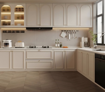French cream style open kitchen