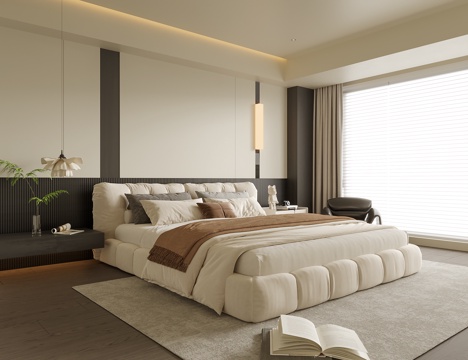 Modern Bedroom Double Bed Bedside Cabinet