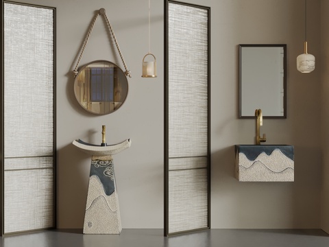 Wash basin_wash basin_column basin_mirror