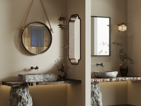 Wash basin_wash basin_column basin_mirror