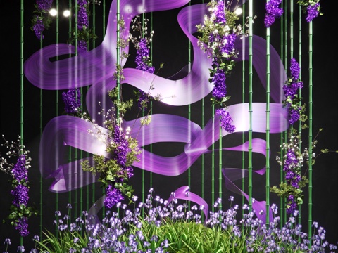 Modern indoor Artistic Sculpture net red installation landscape plant pile bamboo decorative art