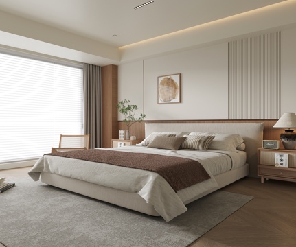 Modern Bedroom Double Bed Bedside Cabinet