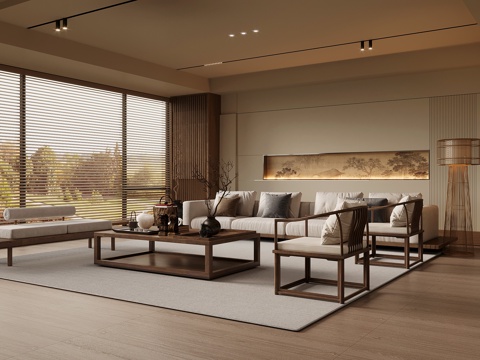 Living Room Song Style Living Room Sofa Wall Sofa Coffee Table Combination