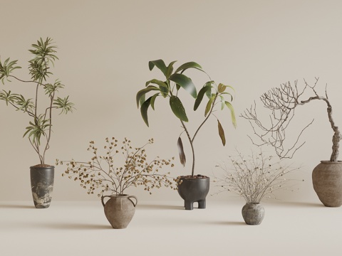 Mid-ancient style potted vase floral art