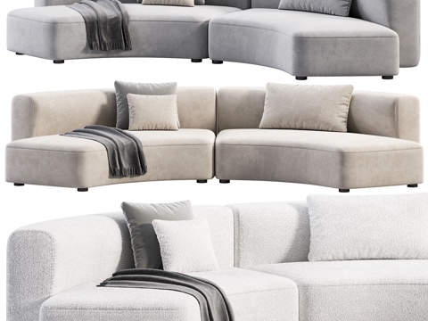 Modern Cream Style Fabric Curved Sofa