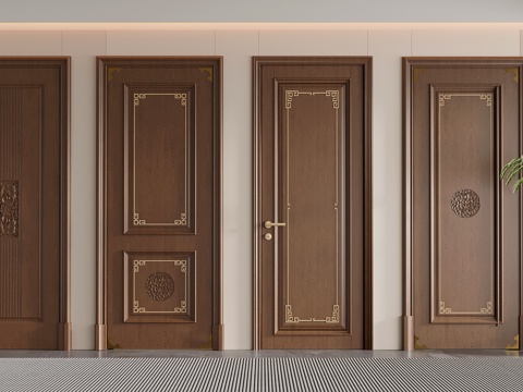 Chinese-style carved single door swing door bedroom door room door interior door
