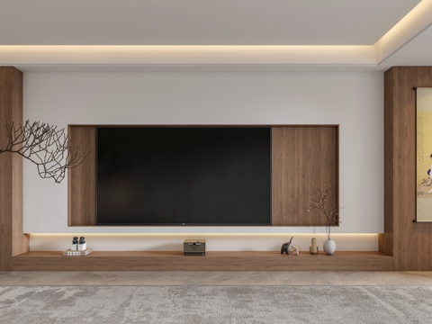 Zen New Chinese TV Wall Song Dynasty Aesthetics TV Background Hard Bag Background Wall