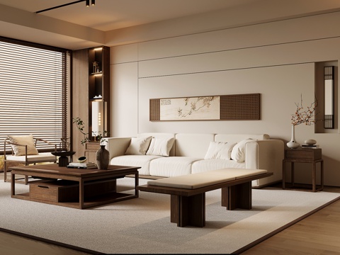Living room Song style living room sofa coffee table combination