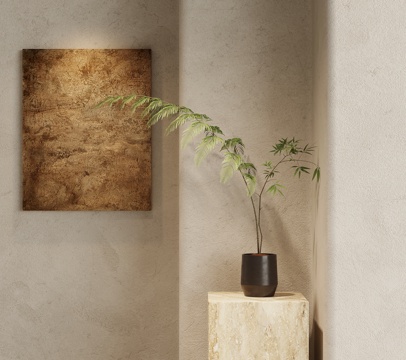 Green Plant Antique Style Green Plant Potted Plant Dried Branches Bonsai Decorative Hanging Painting