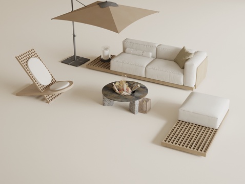 Quiet Outdoor Sofa Tea Table Combination Lounge Chair Sunshade