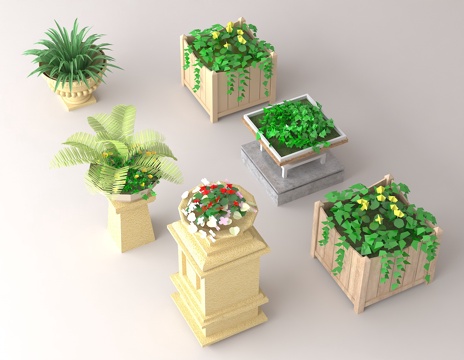 courtyard green plant decoration commercial space green plant layout balcony landscape flower bed