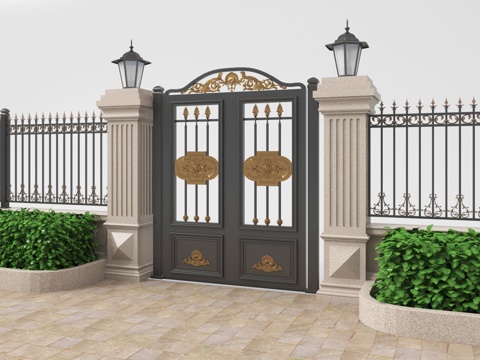 Villa gate courtyard gate wrought iron fence