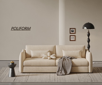 Antique Double Sofa Cream Sofa Quiet Sofa Three-person Sofa Floor Lamp Carpet