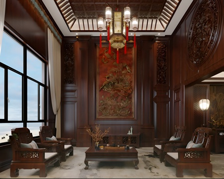 Chinese Villa Living Room Affordable Luxury Style