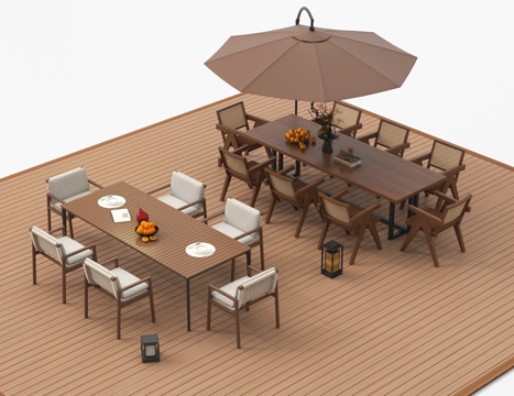 Outdoor Table and Chair Leisure Table and Chair Sunshade Outdoor Dining Table and Chair