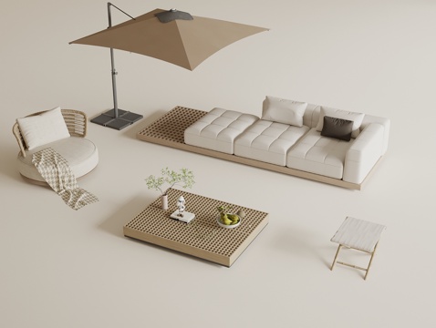 Modern Outdoor Sofa Coffee Table Combination Outdoor Leisure Sofa Sunshade