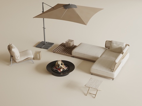 Quiet Outdoor Sofa Tea Table Combination Lounge Chair Sunshade