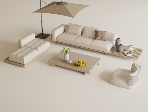 Modern Outdoor Sofa Coffee Table Combination Leisure Sofa Sunshade
