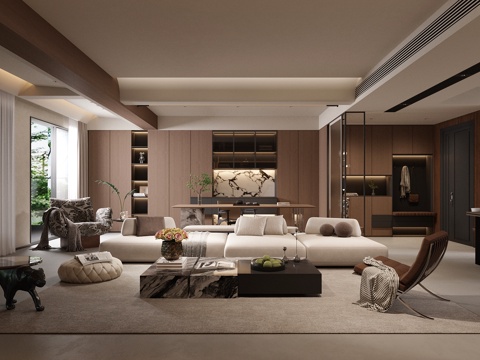 Italian Home Living Room Sofa Coffee Table Combination Large Apartment Living Room Horizontal Hall Living Room