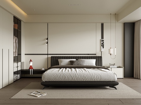 Modern Bedroom Double Bed Bedside Cabinet Bedside Chandelier
