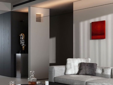 Modern black and white gray high living room