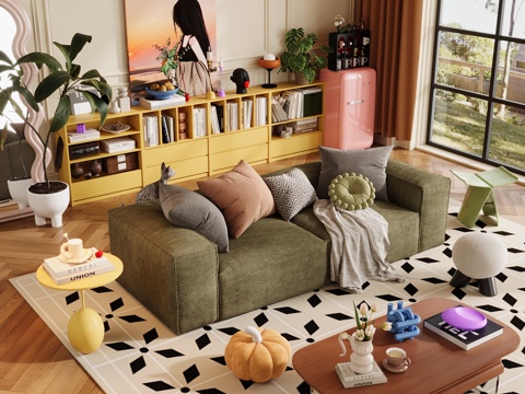 Modern Home Living Room Bauhaus Living Room Memphis Living Room Retro Style Living Room Dopamine Living Room