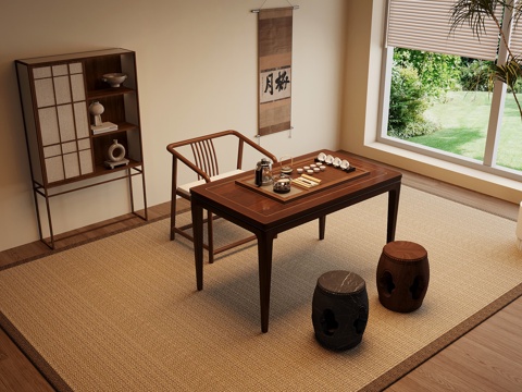 Tea Room Neo-Chinese Style Tea Room Zen Style Tea Room Tea Table and Chair Tea Cabinet