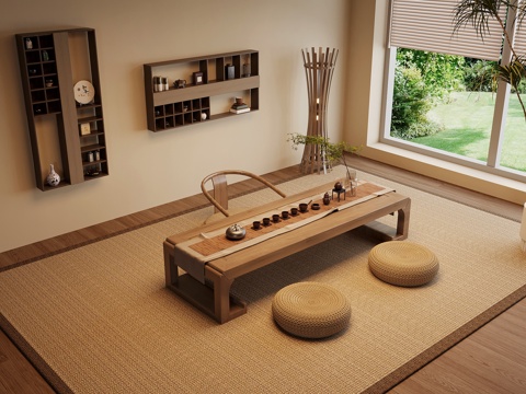 Tea Room Neo-Chinese Style Tea Room Zen Style Tea Room Tea Table and Chair Tea Cabinet