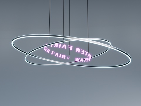 New Chinese Chandelier Art Chandelier Round Chandelier Ring Lamp Neon Letter Lamp