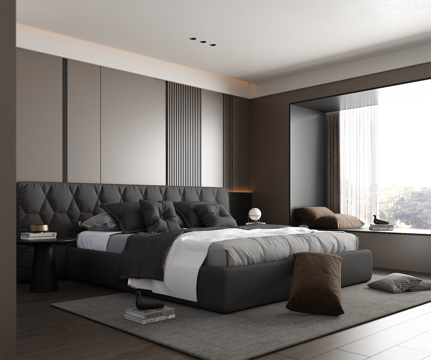 Simple Bedroom Without Main Lamp Bedroom European and American Bedroom Master Bedroom Nordic Bedroom Double Bed