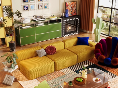 Modern Home Living Room Bauhaus Living Room Memphis Living Room Retro Style Living Room Dopamine Living Room