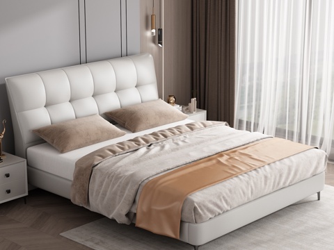 Double Bed Leather Soft Bag Double Bed Affordable Luxury Style Master Bedroom Bed Italian Minimalist Leather Bed Bedroom