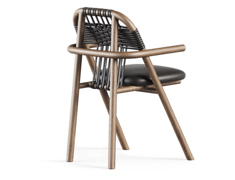 Woven Outdoor Chair Single Rope Woven Lounge Chair Balcony Backrest Woven Chair Famous Original Wood Dining Chair