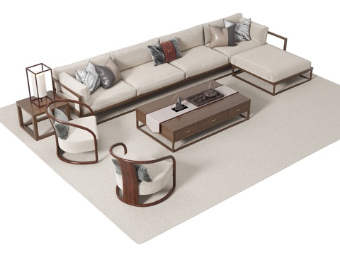 Neo-Chinese Style Sectional Sofa