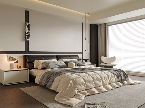 Modern Bedroom Double Bed Bedside Cabinet Bedside Chandelier