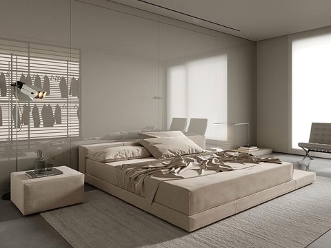 Modern Bedroom Cloakroom Double Bed Lounge Chair Bedside Cabinet
