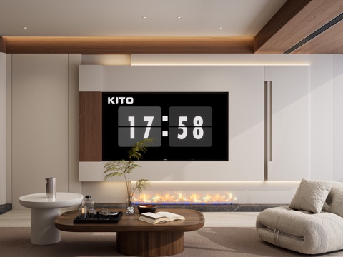 Italian Middle-style Geometric Modeling Embedded TV Suspension Cylindrical TV Wall