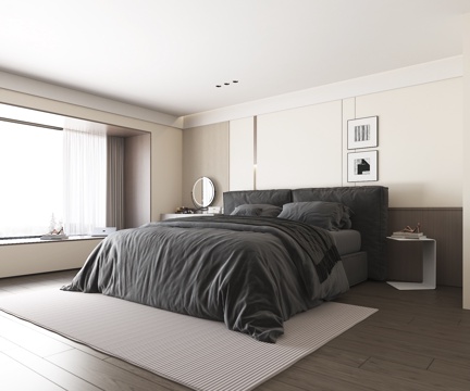 Double Bed Simple Bedroom Without Main Lights Bedroom European and American Bedroom Master Bedroom Nordic Bedroom
