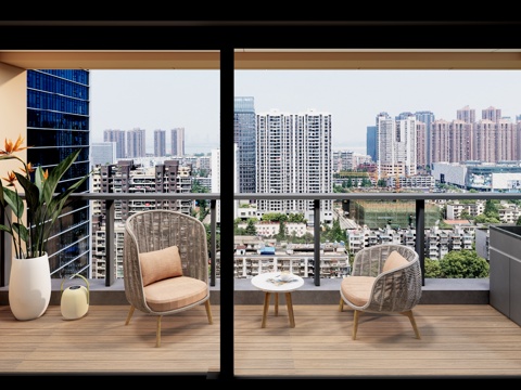 Modern Quiet Style Balcony Lounge Chair Teak High Back Chair Low Back Chair Stainless Steel Sink Laundry