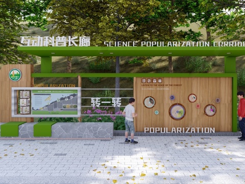 Modern Science Popularization Corridor Interactive Science Popularization Card Rotating Science Popularization Card Commentary Card