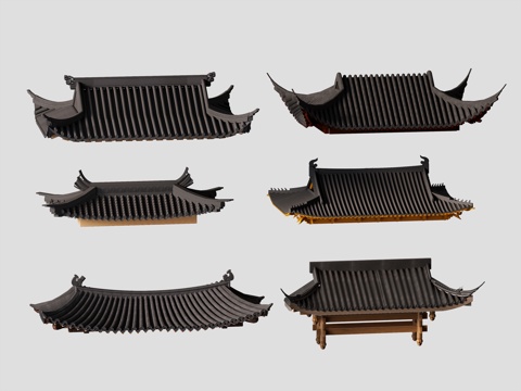 Neo-Chinese Style Eaves Roof Flying Ridge Cornice Line Tiles Eaves Ridge Building Components Ancient