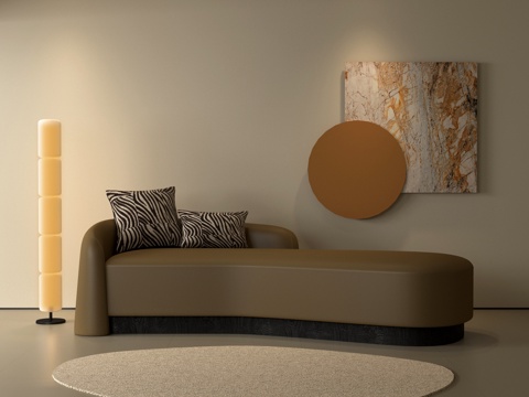 Modern Aesthetic Sofa Double Sofa Curved Sofa Shaped Sofa Floor Lamp Brand Sofa